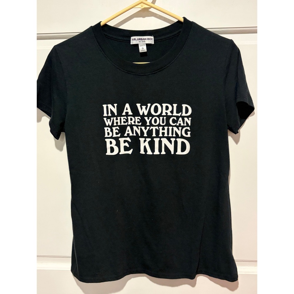 Sub_Urban Riot Womens Be Kind Graphic Tee Black Short Sleeve T-Shirt Small